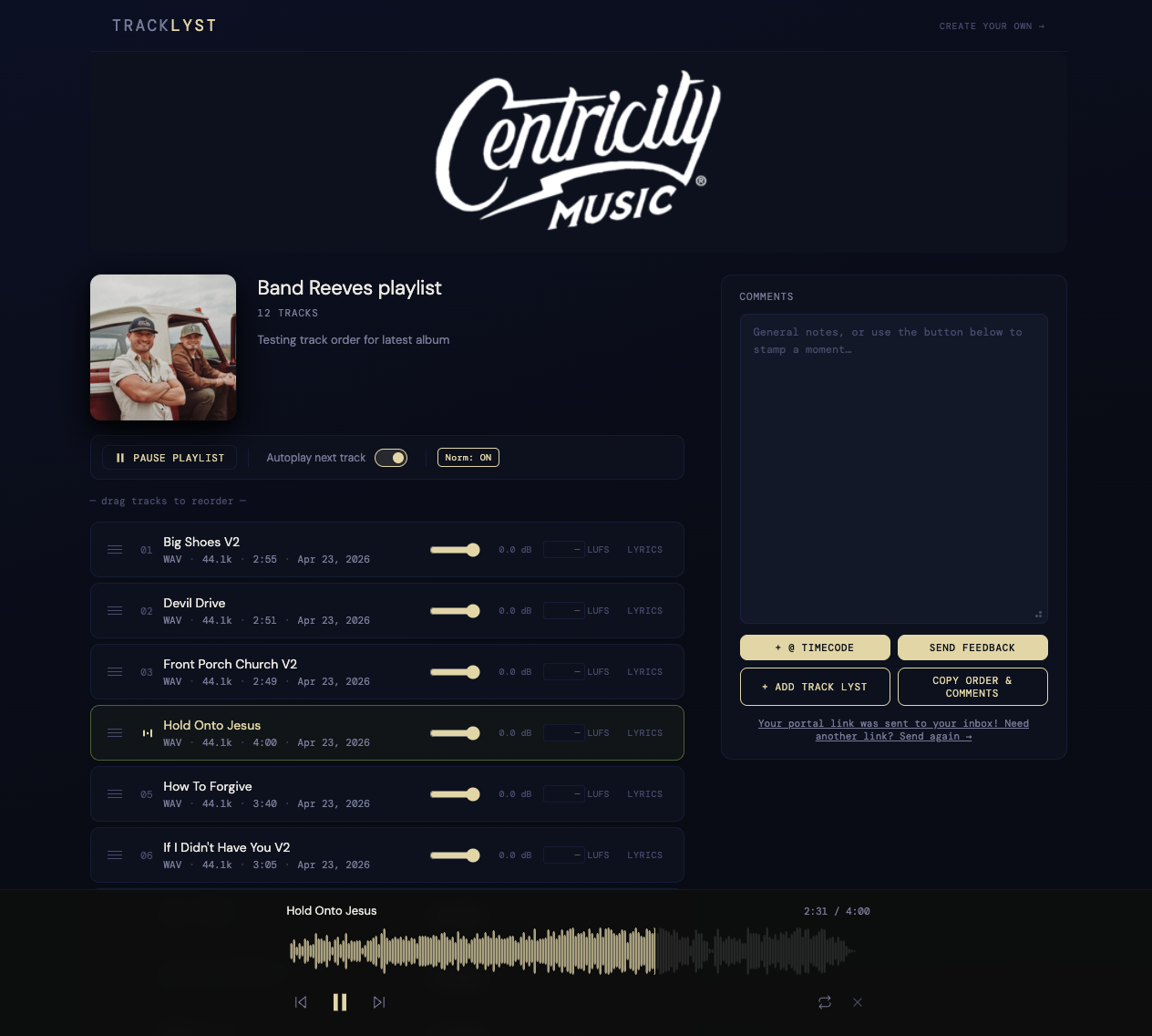 Centricity playlist